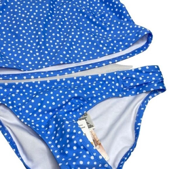 Jessica Simpson NWT blue and white polka dot tankini size S - Picture 11 of 16
